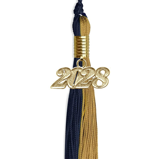 Dark Navy Blue/Antique Gold Graduation Tassel with Gold Bling Charm by Wholesale Grad Supply