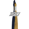 Dark Navy Blue/Antique Gold Graduation Tassel with Silver Bling Charm by Wholesale Grad Supply