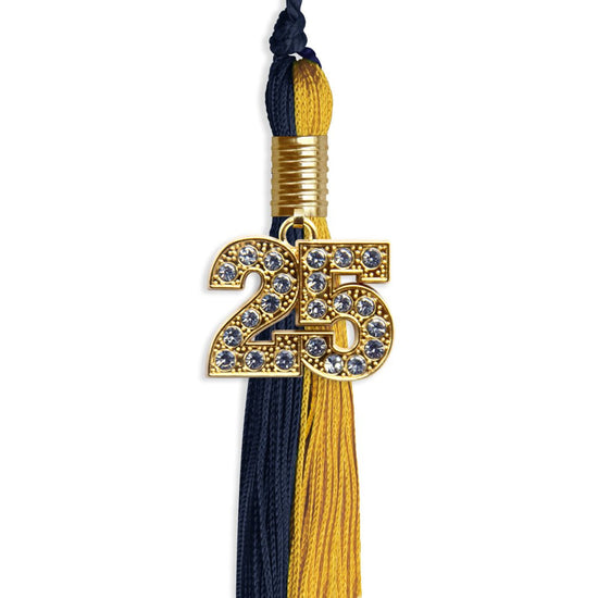 Dark Navy Blue/Bright Gold Graduation Tassel with Gold Bling Charm by Wholesale Grad Supply