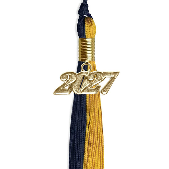 Dark Navy Blue/Bright Gold Graduation Tassel with Gold Bling Charm by Wholesale Grad Supply