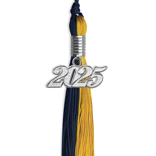 Dark Navy Blue/Bright Gold Graduation Tassel with Silver Bling Charm by Wholesale Grad Supply