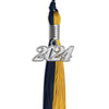 Dark Navy Blue/Bright Gold Graduation Tassel with Silver Bling Charm by Wholesale Grad Supply