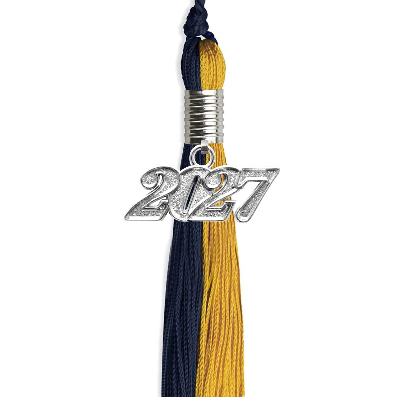 Dark Navy Blue/Bright Gold Graduation Tassel with Silver Bling Charm by Wholesale Grad Supply