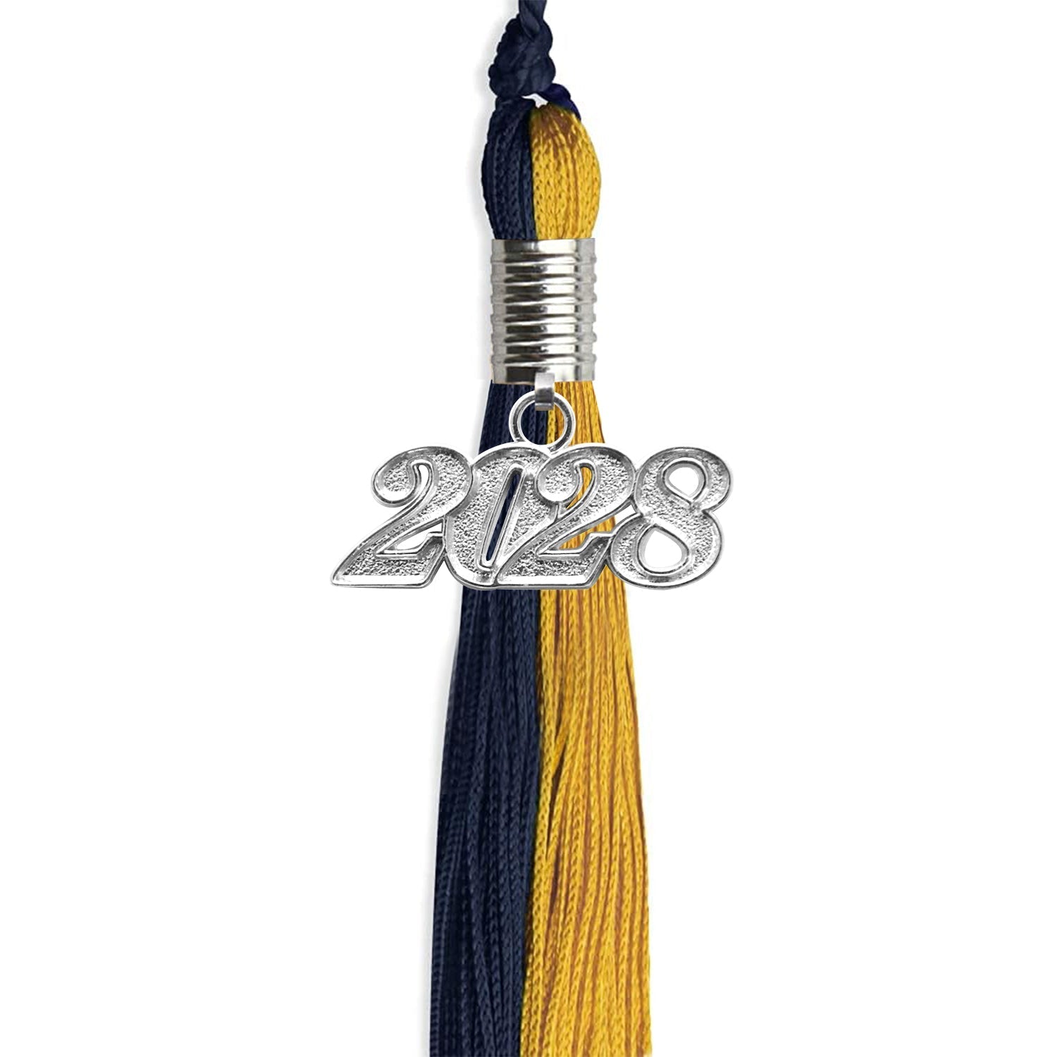 Dark Navy Blue/Bright Gold Graduation Tassel with Silver Bling Charm by Wholesale Grad Supply