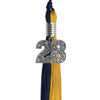 Dark Navy Blue/Bright Gold Graduation Tassel with Silver Bling Charm by Wholesale Grad Supply