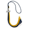 Dark Navy Blue/Gold/White Graduation Tassel with Silver Bling Charm by Wholesale Grad Supply