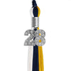 Dark Navy Blue/Gold/White Graduation Tassel with Silver Bling Charm by Wholesale Grad Supply
