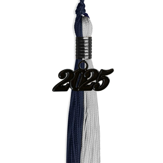 Dark Navy Blue/Grey Graduation Tassel with Black Bling Charm by Wholesale Grad Supply