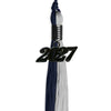 Dark Navy Blue/Grey Graduation Tassel with Black Bling Charm by Wholesale Grad Supply