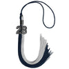 Dark Navy Blue/Grey Graduation Tassel with Black Bling Charm by Wholesale Grad Supply