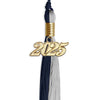 Dark Navy Blue/Grey Graduation Tassel with Gold Bling Charm by Wholesale Grad Supply