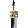 Dark Navy Blue/Grey Graduation Tassel with Gold Bling Charm by Wholesale Grad Supply