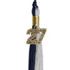 Dark Navy Blue/Grey Graduation Tassel with Gold Bling Charm by Wholesale Grad Supply