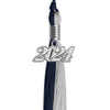 Dark Navy Blue/Grey Graduation Tassel with Silver Bling Charm by Wholesale Grad Supply