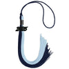 Dark Navy Blue/Light Blue Graduation Tassel with Black Bling Charm by Wholesale Grad Supply