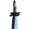 Dark Navy Blue/Light Blue Graduation Tassel with Black Bling Charm by Wholesale Grad Supply