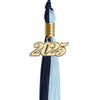 Dark Navy Blue/Light Blue Graduation Tassel with Gold Bling Charm by Wholesale Grad Supply