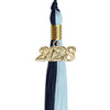 Dark Navy Blue/Light Blue Graduation Tassel with Gold Bling Charm by Wholesale Grad Supply