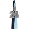 Dark Navy Blue/Light Blue Graduation Tassel with Silver Bling Charm by Wholesale Grad Supply