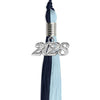 Dark Navy Blue/Light Blue Graduation Tassel with Silver Bling Charm by Wholesale Grad Supply