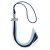 Dark Navy Blue/Light Blue/White Graduation Tassel with Silver Bling Charm by Wholesale Grad Supply