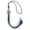 Dark Navy Blue/Light Blue/White Graduation Tassel with Silver Bling Charm by Wholesale Grad Supply