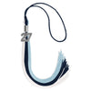Dark Navy Blue/Light Blue/White Graduation Tassel with Silver Bling Charm by Wholesale Grad Supply