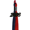 Dark Navy Blue/Red Graduation Tassel with Black Bling Charm by Wholesale Grad Supply