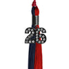 Dark Navy Blue/Red Graduation Tassel with Black Bling Charm by Wholesale Grad Supply