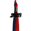 Dark Navy Blue/Red Graduation Tassel with Black Bling Charm by Wholesale Grad Supply