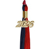 Dark Navy Blue/Red Graduation Tassel with Gold Bling Charm by Wholesale Grad Supply