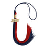 Dark Navy Blue/Red Graduation Tassel with Gold Bling Charm by Wholesale Grad Supply