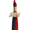 Dark Navy Blue/Red Graduation Tassel with Gold Bling Charm by Wholesale Grad Supply