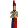 Dark Navy Blue/Red Graduation Tassel with Gold Bling Charm by Wholesale Grad Supply