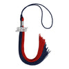 Dark Navy Blue/Red Graduation Tassel with Silver Bling Charm by Wholesale Grad Supply