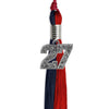 Dark Navy Blue/Red Graduation Tassel with Silver Bling Charm by Wholesale Grad Supply