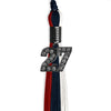 Dark Navy Blue/Red/White Graduation Tassel with Black Bling Charm by Wholesale Grad Supply