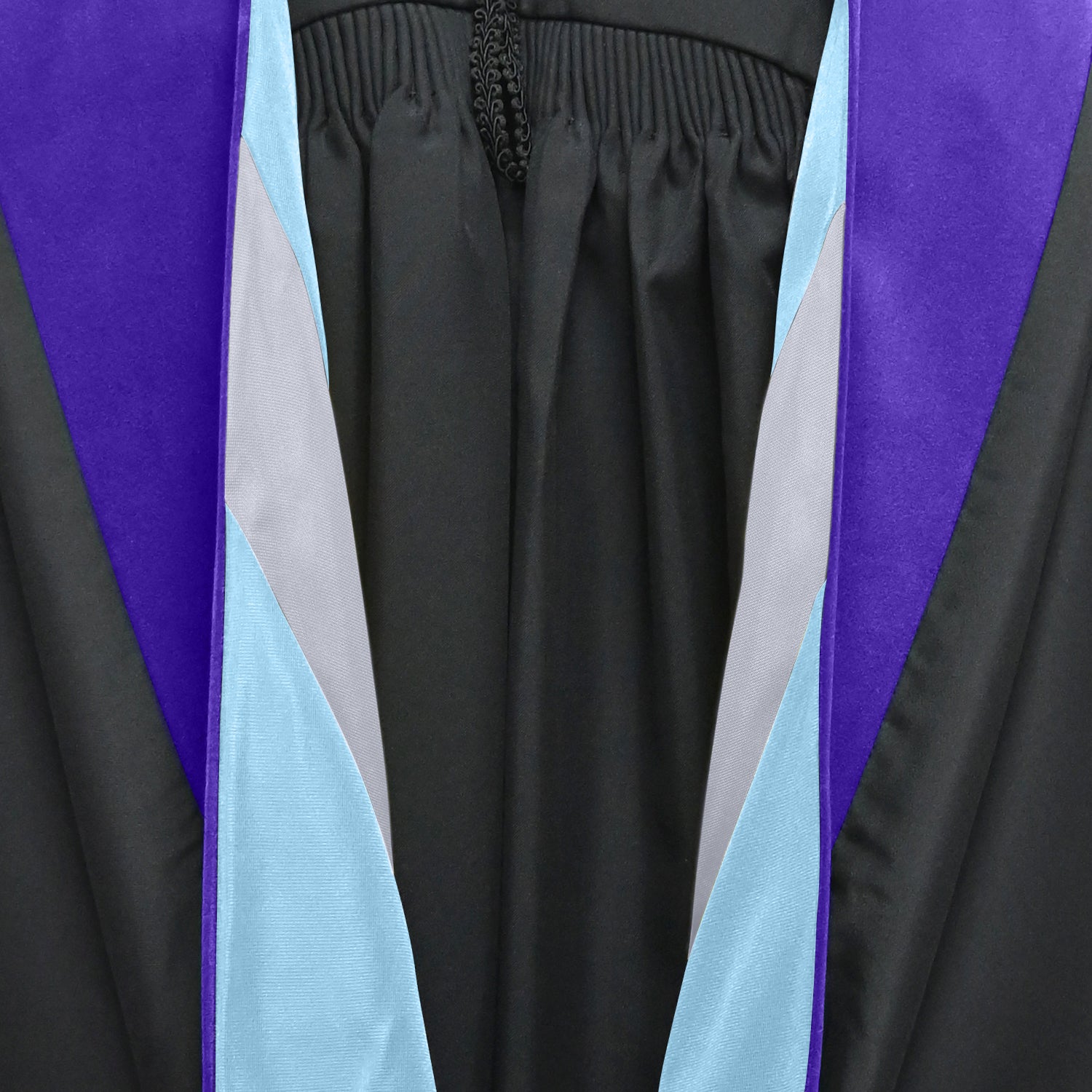 Doctoral Hood For Law - Purple/Light Blue/Silver by Wholesale Grad Supply
