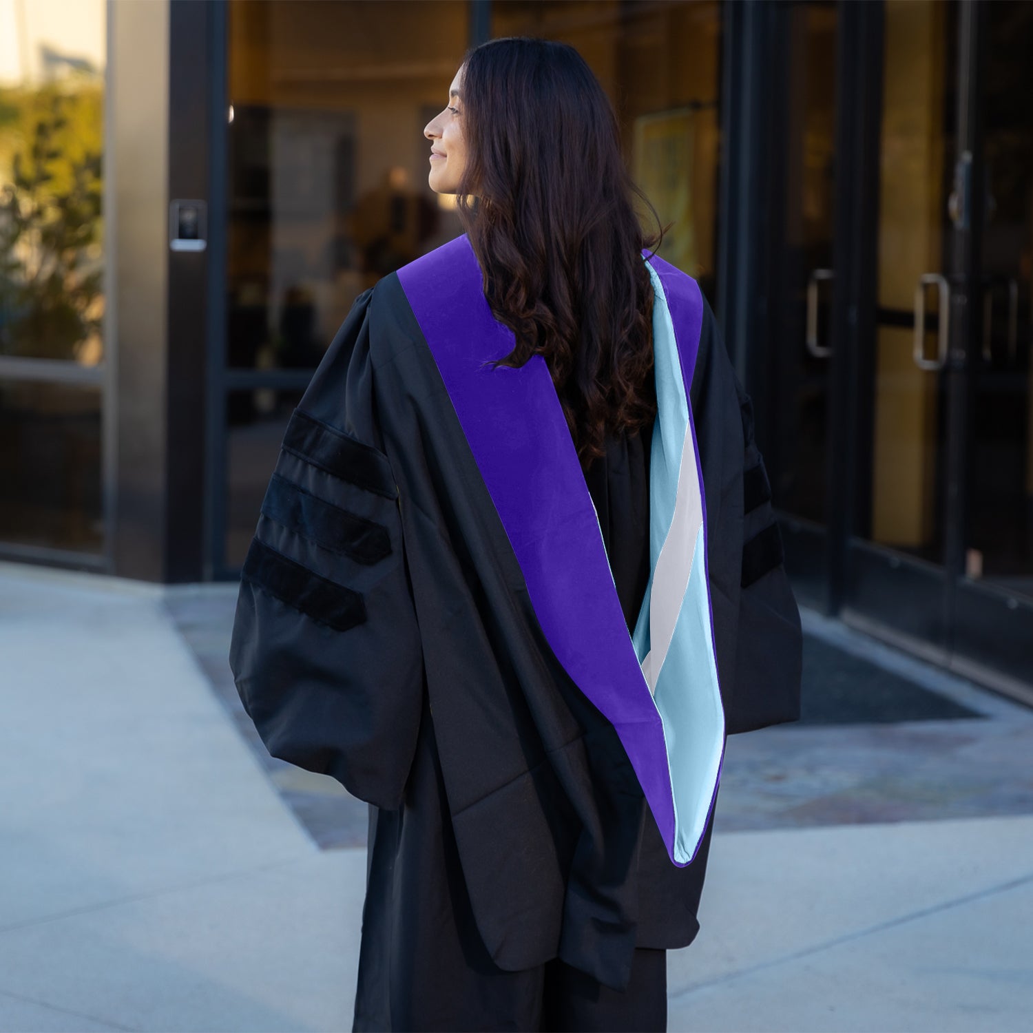 Doctoral Hood For Law - Purple/Light Blue/Silver by Wholesale Grad Supply