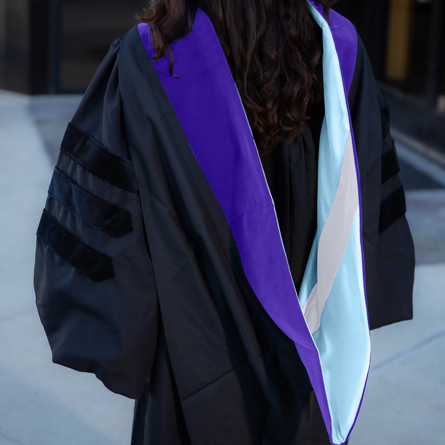 Doctoral Hood For Law - Purple/Light Blue/Silver by Wholesale Grad Supply