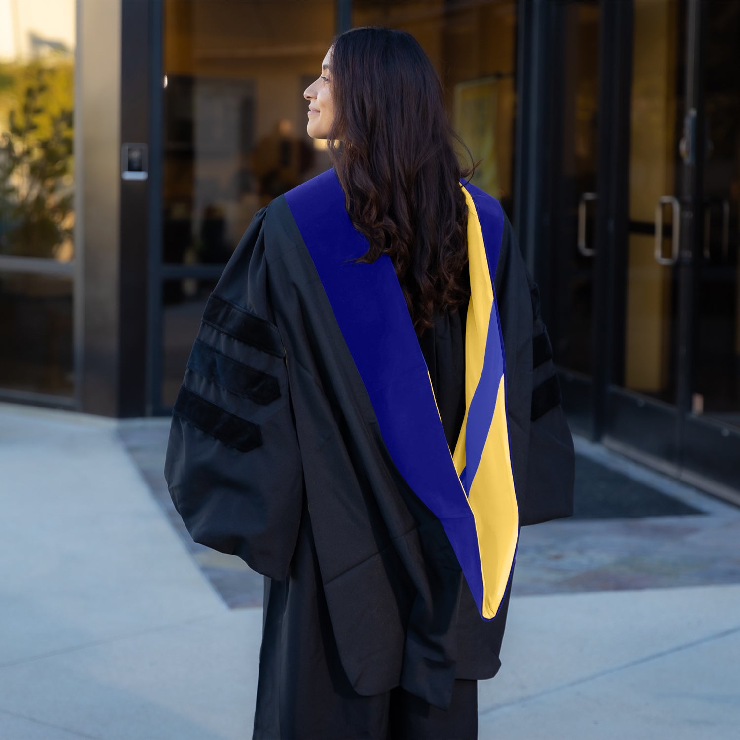 Doctoral Hood For Philosophy - Dark Blue/Gold/Royal Blue by Wholesale Grad Supply