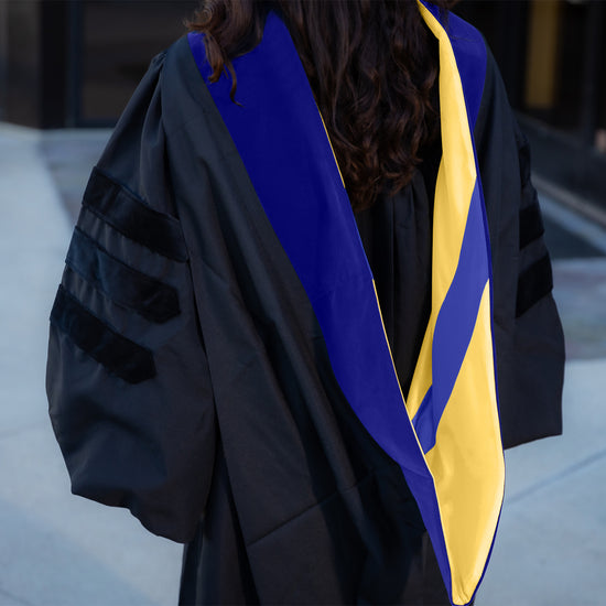Doctoral Hood For Philosophy - Dark Blue/Gold/Royal Blue by Wholesale Grad Supply