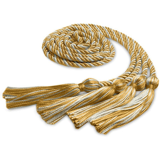 Double Graduation Honor Cord Antique Gold/Silver by Wholesale Grad Supply