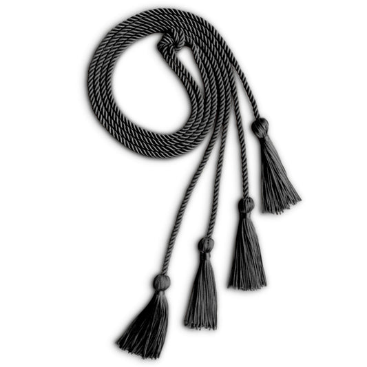 Double Graduation Honor Cord Black by Wholesale Grad Supply