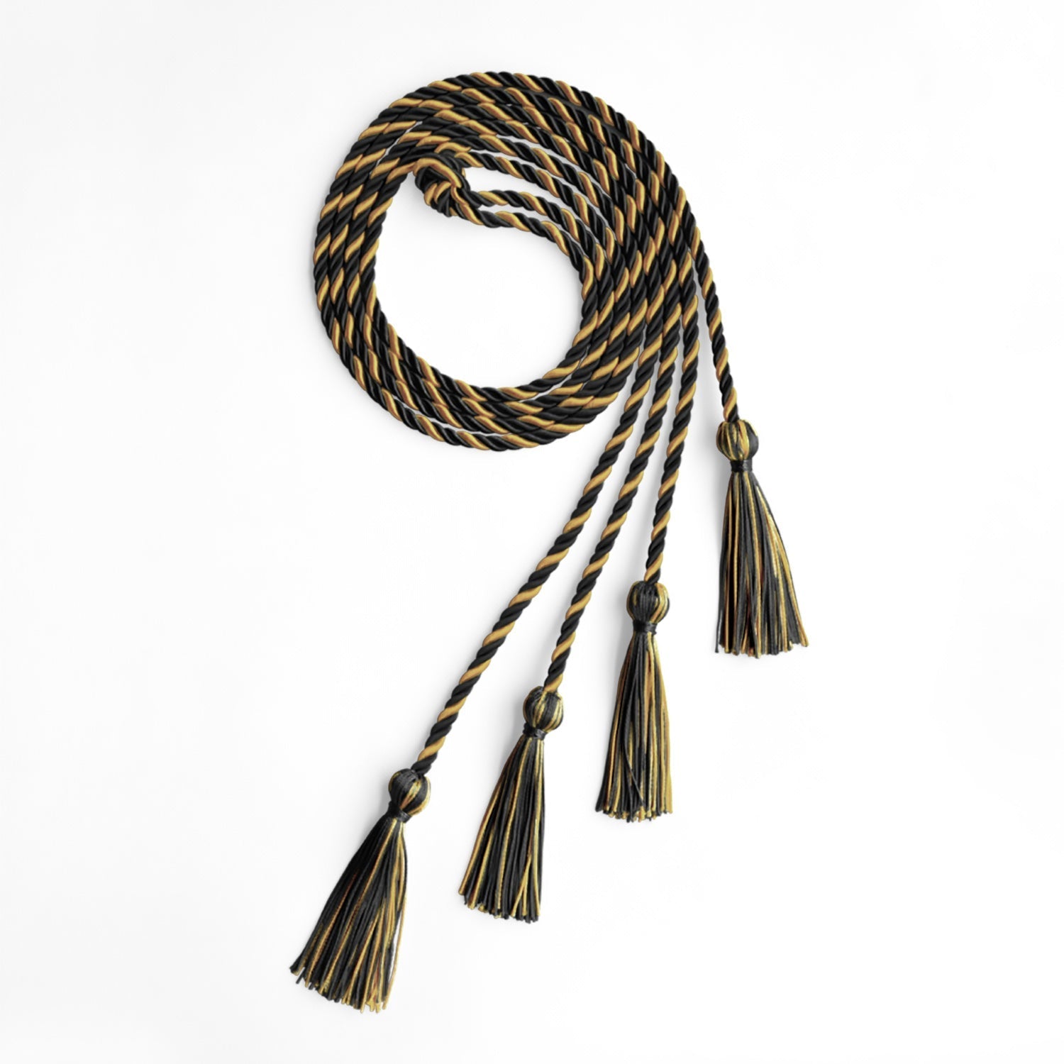Double Graduation Honor Cord Black/Gold by Wholesale Grad Supply