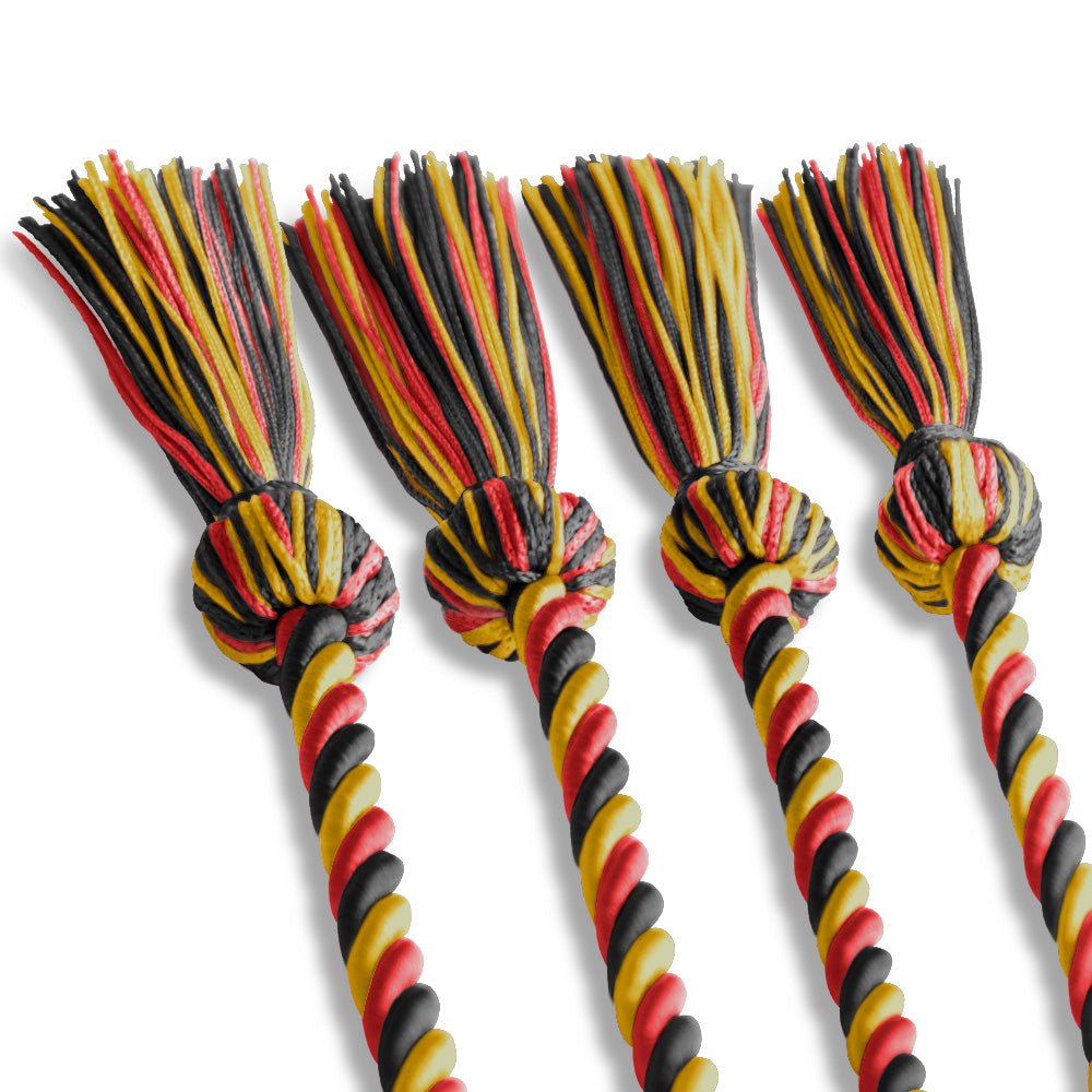 Double Graduation Honor Cord Black/Red/Gold by Wholesale Grad Supply