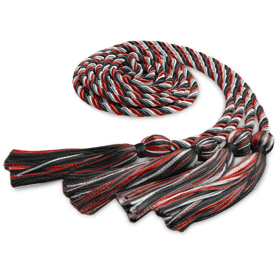 Double Graduation Honor Cord Black/Red/White by Wholesale Grad Supply