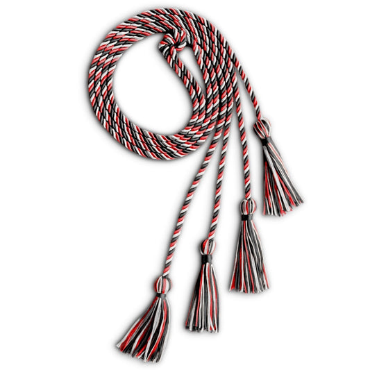 Double Graduation Honor Cord Black/Red/White by Wholesale Grad Supply