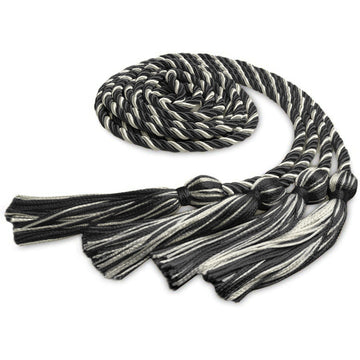 Double Graduation Honor Cord Black/Silver by Wholesale Grad Supply