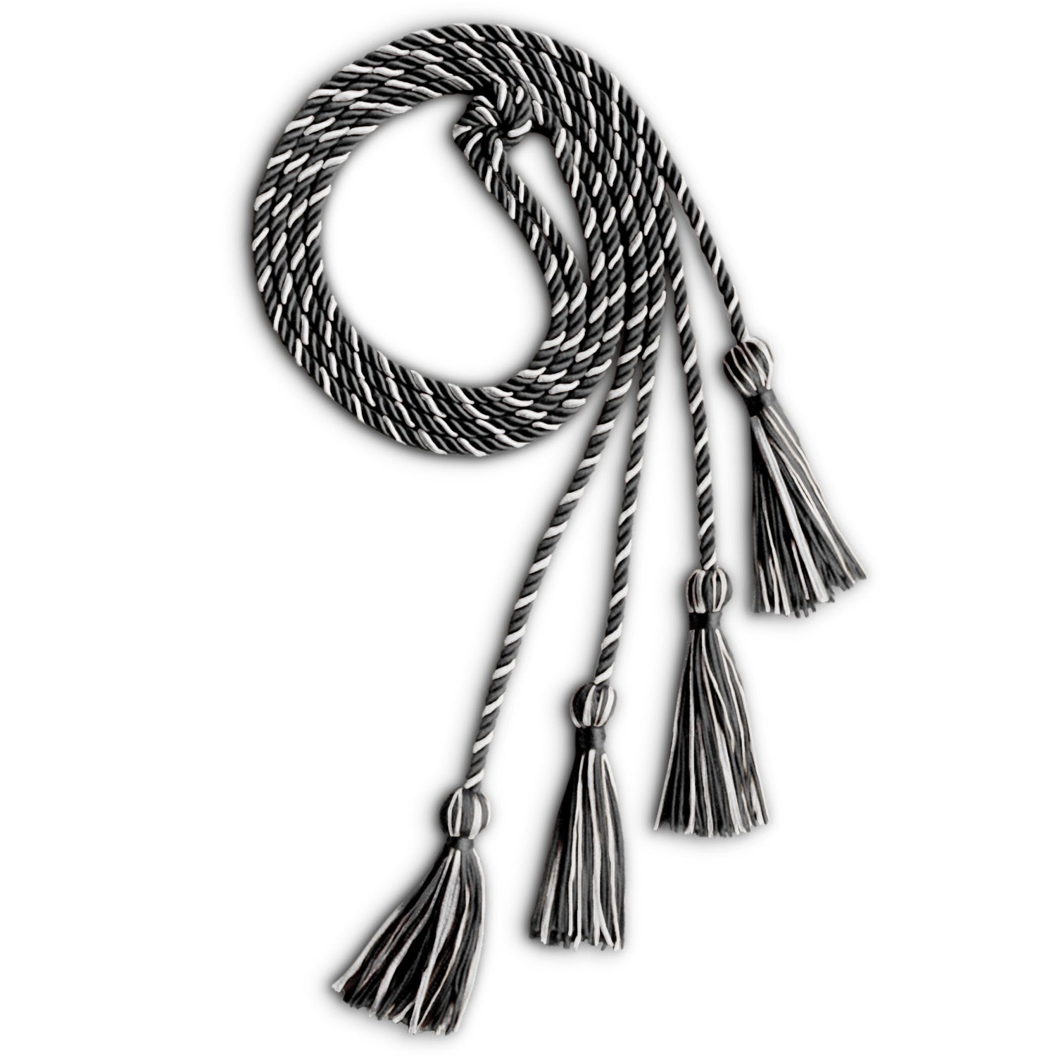 Double Graduation Honor Cord Black/White by Wholesale Grad Supply